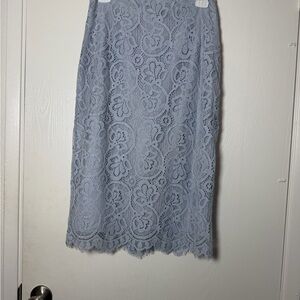 Dainty Jewells - Elegant Lace Midi Skirt in Light Blue